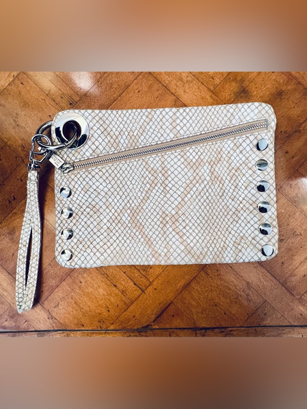 Hammitt Cream Snake-Print Women's Clutch Wristlet